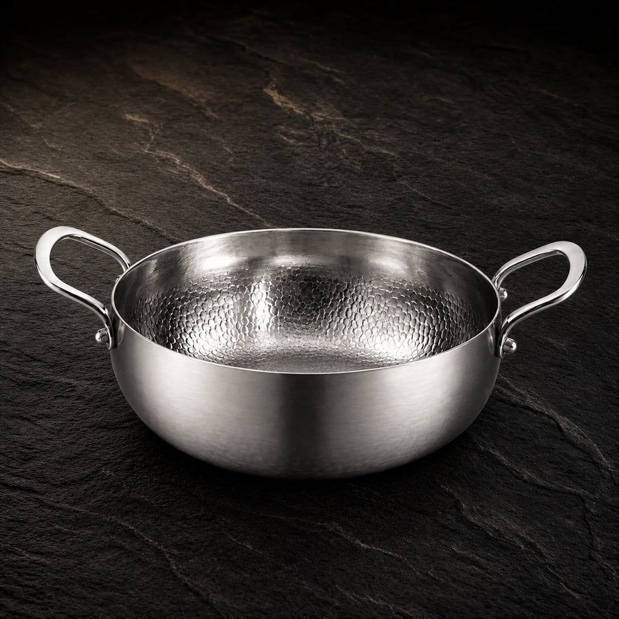 Pure Safe Titanium Deep Casserole Pot on a dark slate background