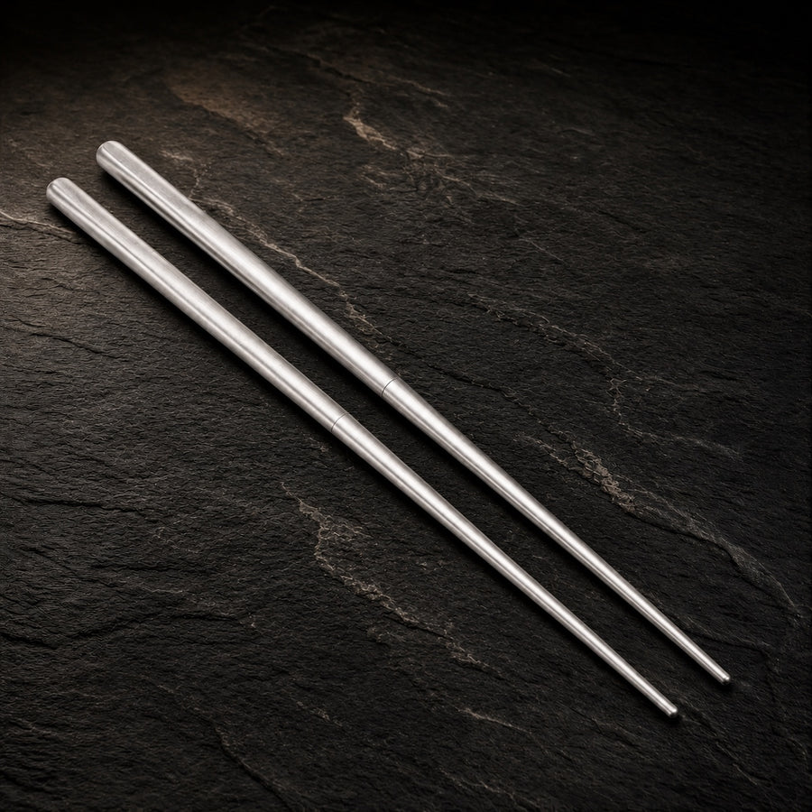 Titanium SafeCook Chopsticks (Set of 2) on a dark slate background