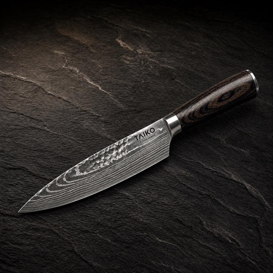 EliteCut Precision Chef Knife 5.3 inch (13.5 cm) on a dark slate background