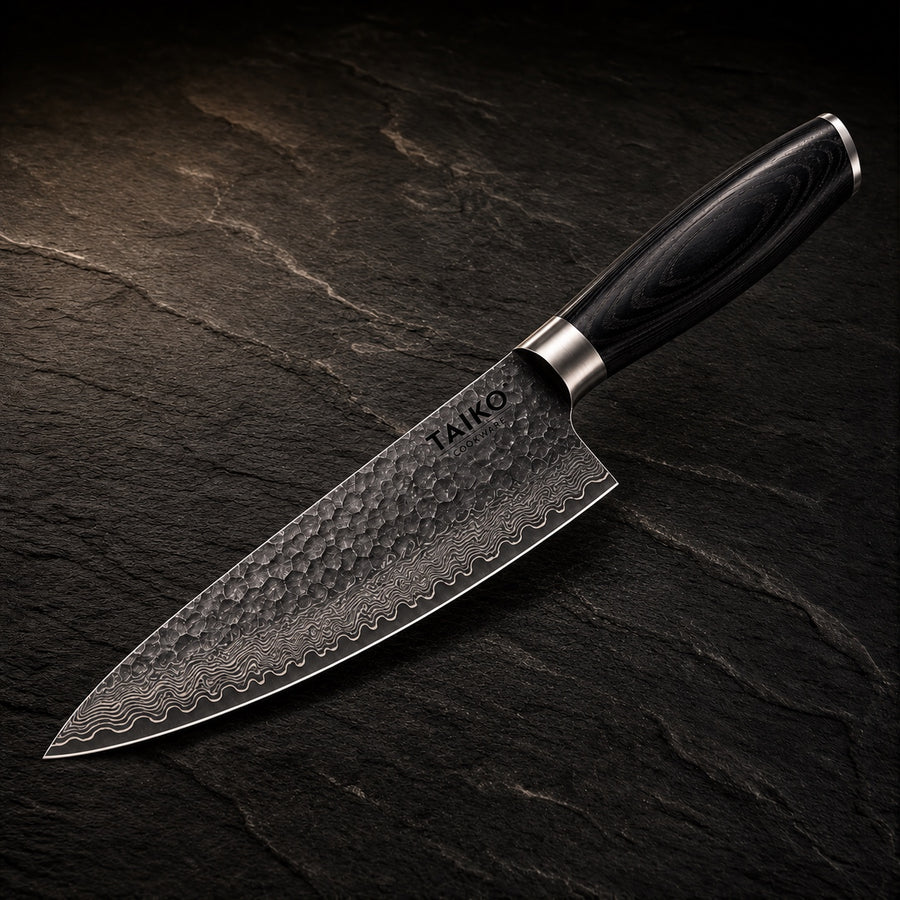 Hikari Japanese-Style Chef Knife -7.9 inch (20 cm) on a dark slate background