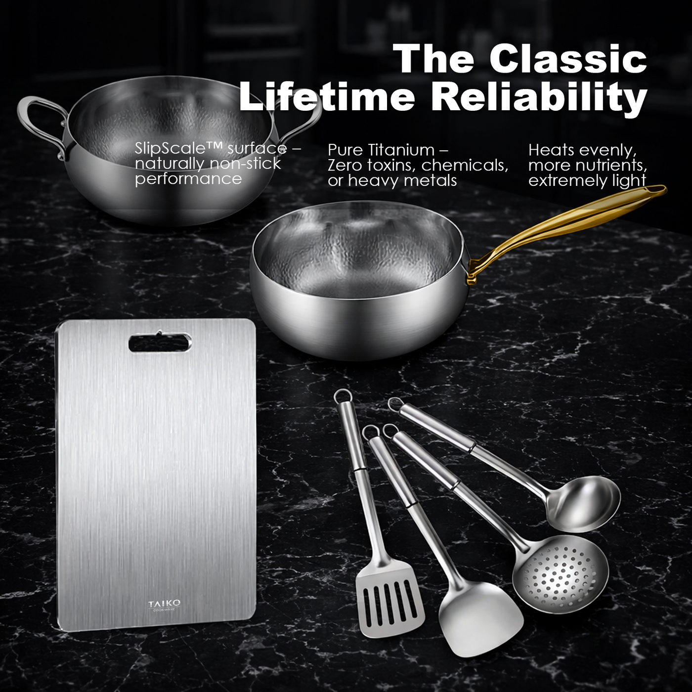 Chef’s Choice Pro Bundle – 2 Pans, Utensils & Chopping Board – Taiko ...