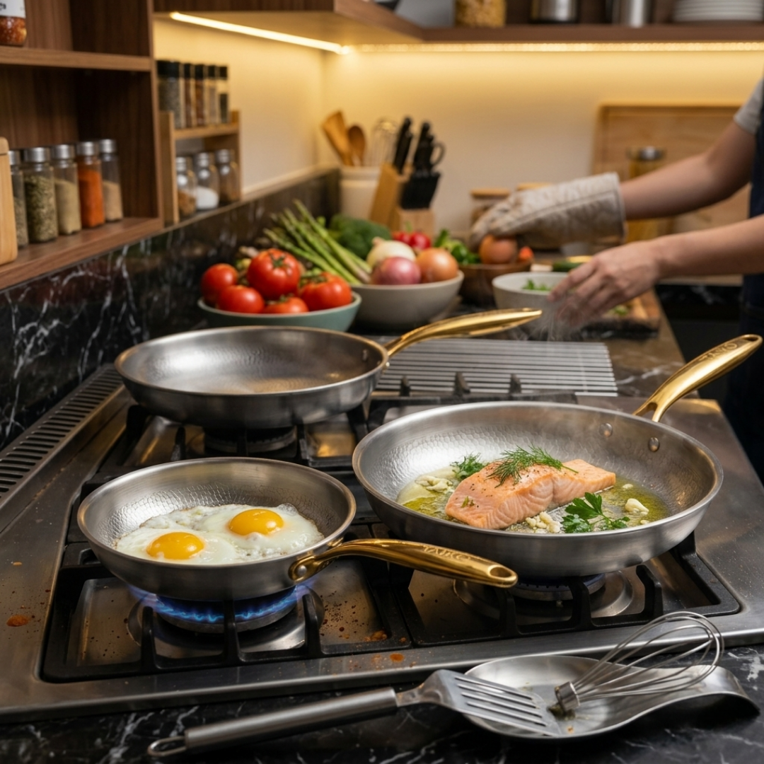 Pure Safe Titanium HammerCraft Pan Set (3-Piece Set) – Taiko Cookware